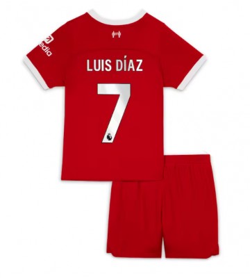Liverpool Luis Diaz #7 Replica Home Stadium Kit for Kids 2023-24 Short Sleeve (+ pants)